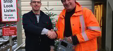 Handover of cab display units to Glenfinnan Station Museum