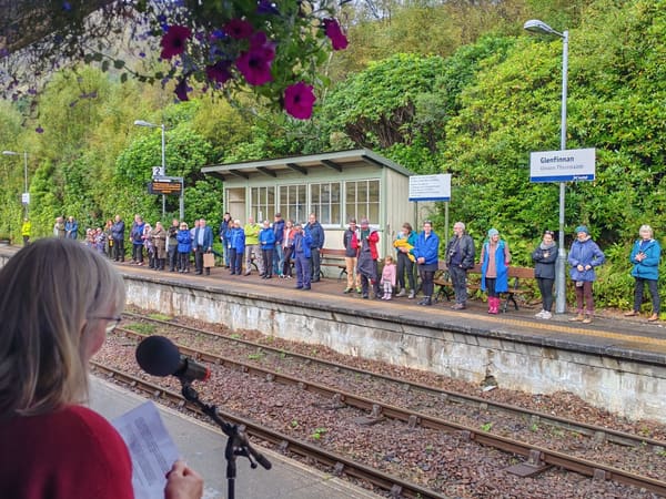 Visitors gathered along the platform for the unveiling